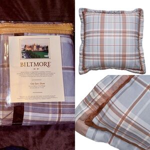 Blue and Brown Plaid Euro Sham